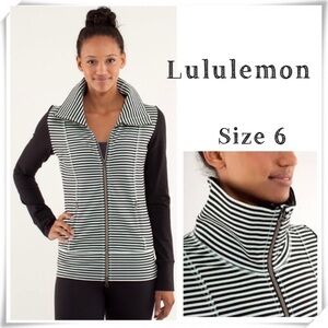 LULULEMON Daily Yoga Jacket Classic Stripe in Mint Moment Black Size 6